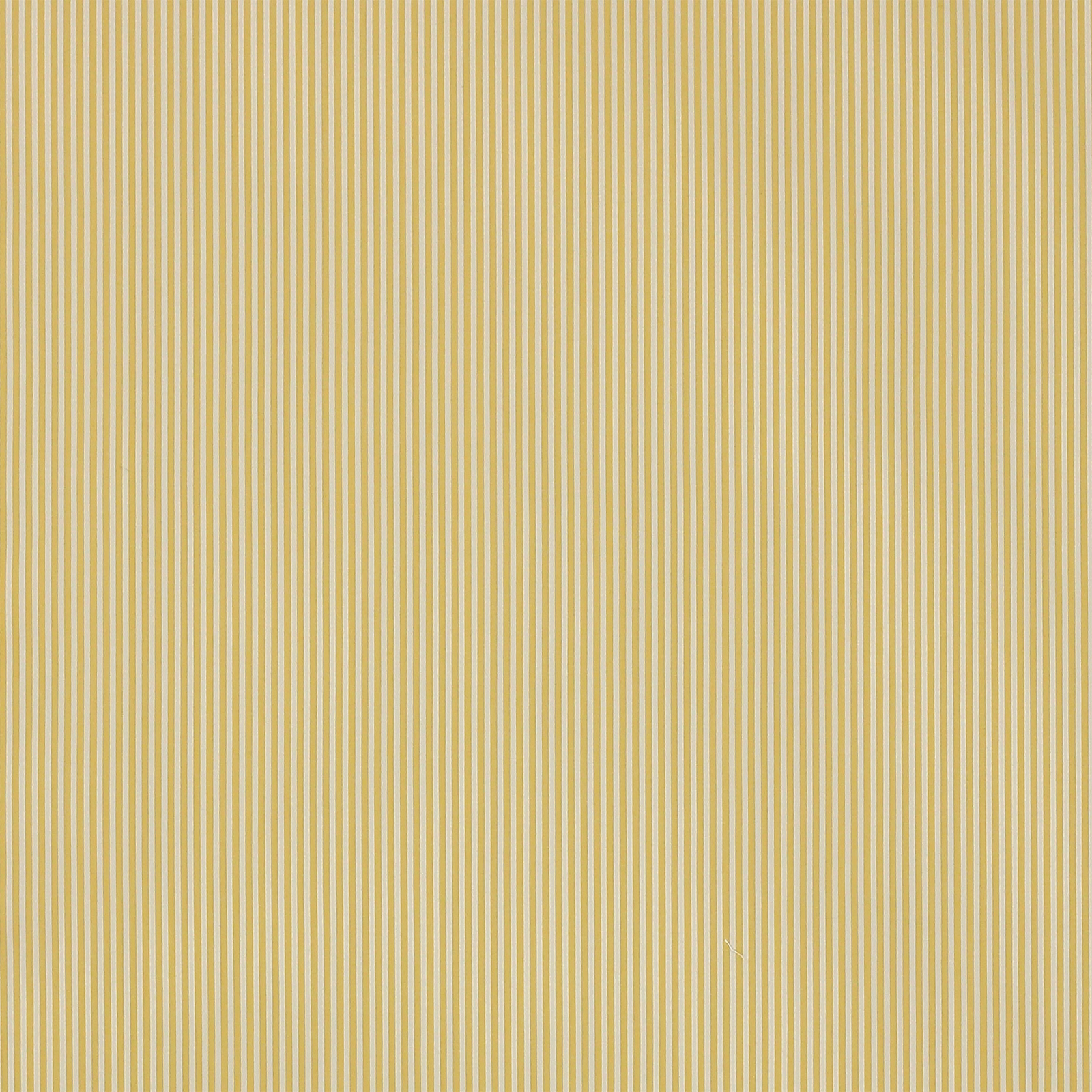 Close-up of fine vertical yellow and cream cotton pinstripes