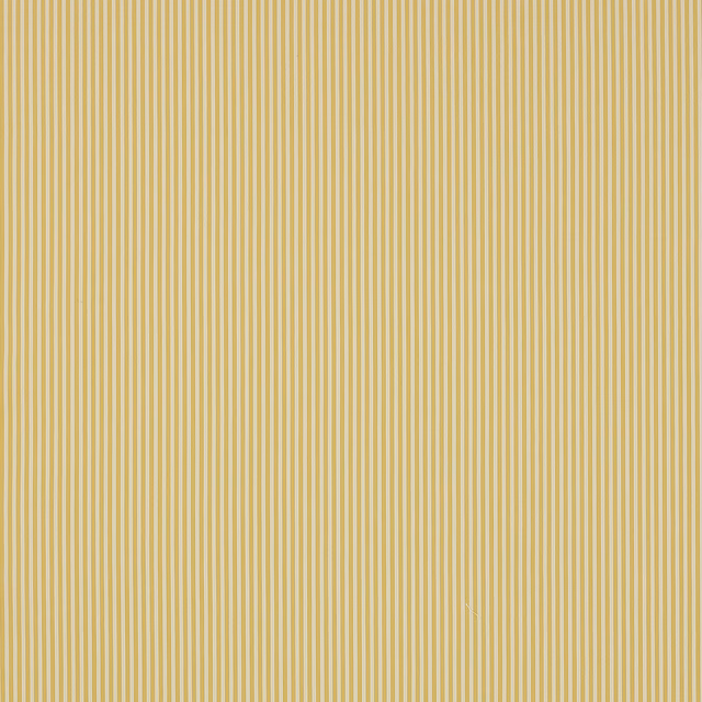 Close-up of fine vertical yellow and cream cotton pinstripes