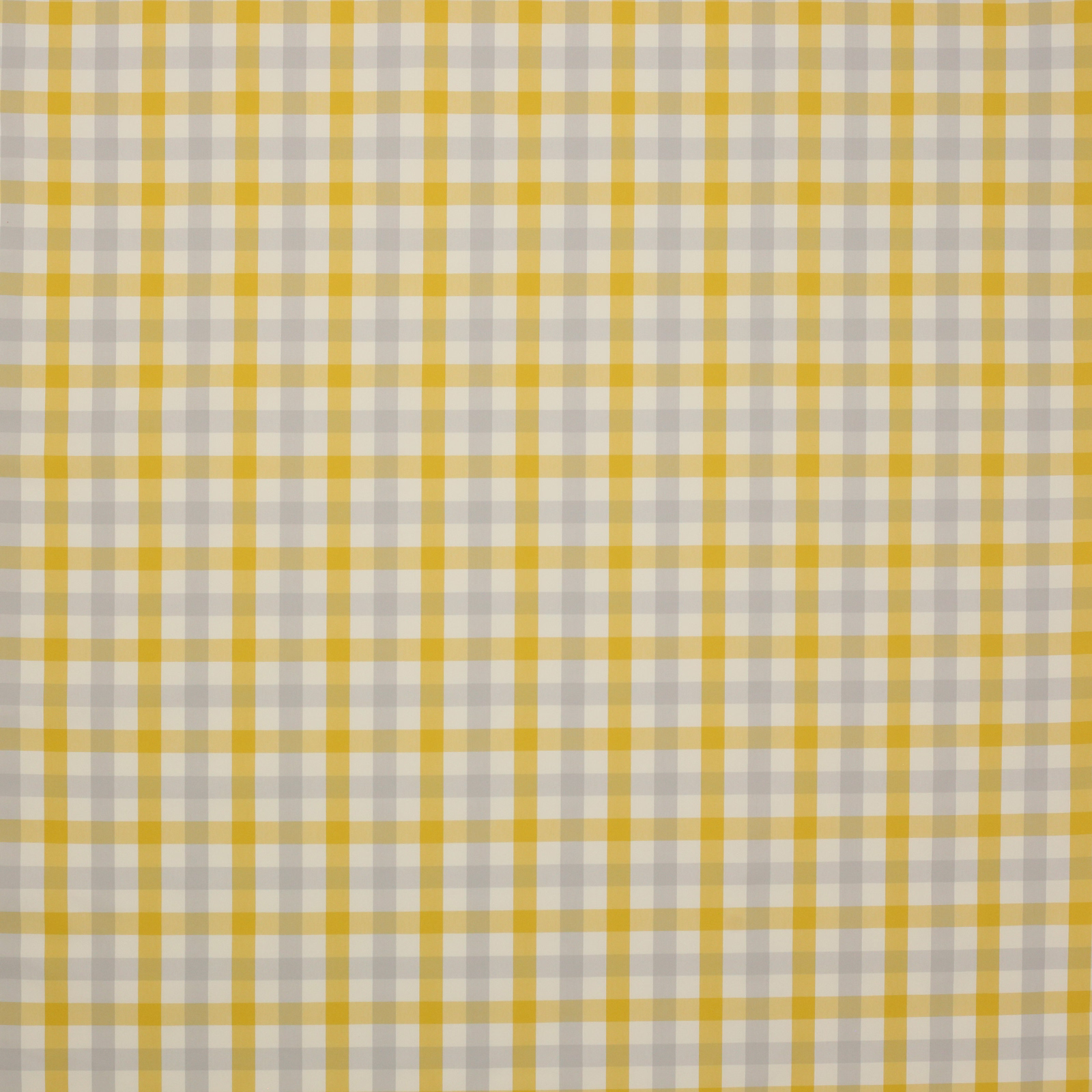 Yellow and cream small check cotton fabric with a crisp woven grid