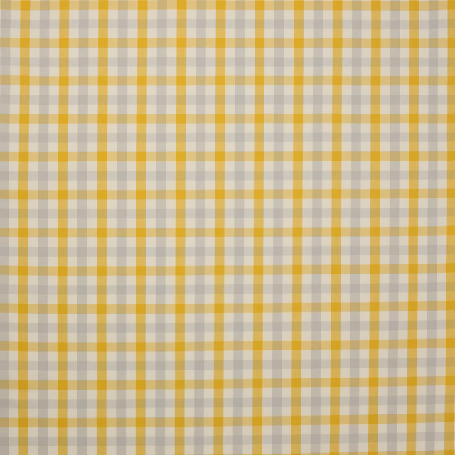 Yellow and cream small check cotton fabric with a crisp woven grid