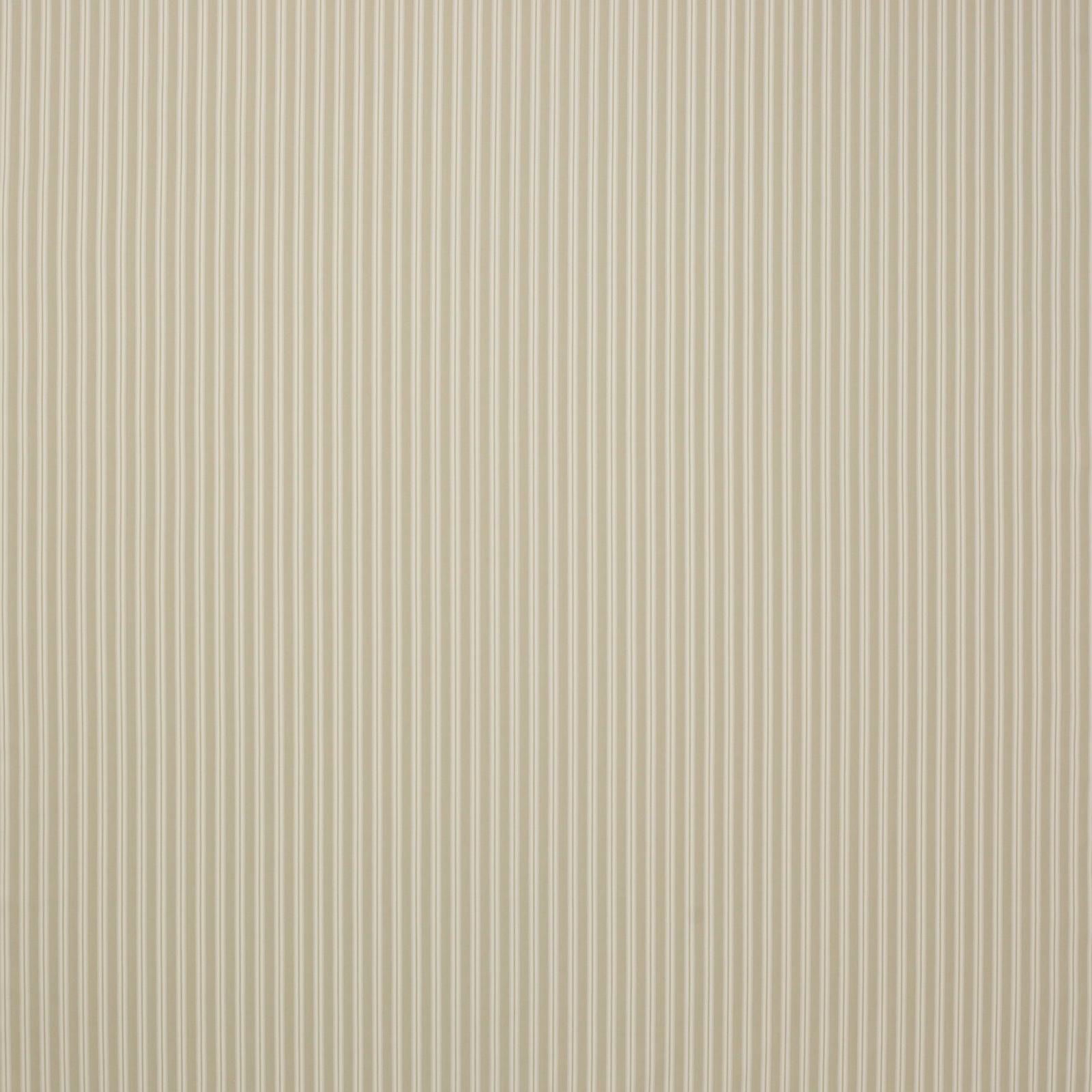 Soft beige cotton stripe fabric with fine vertical cream pinstripes