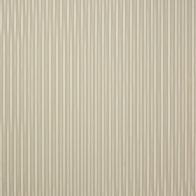 Soft beige cotton stripe fabric with fine vertical cream pinstripes