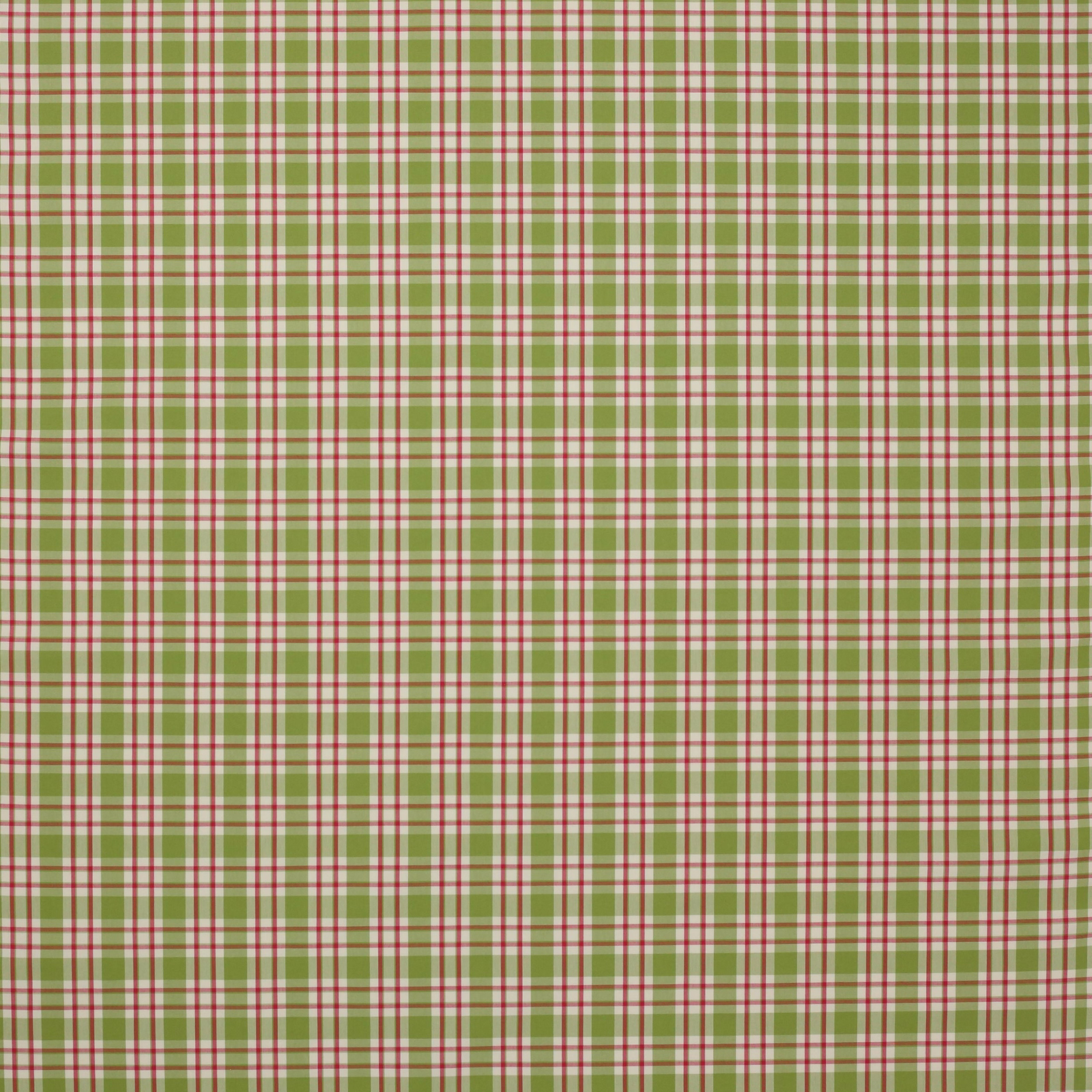 Small green, pink and cream checked cotton fabric swatch