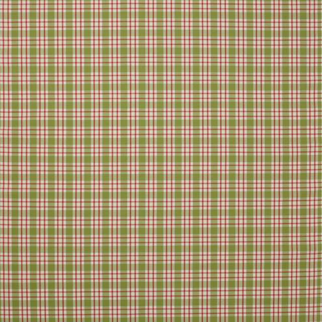 Small green, pink and cream checked cotton fabric swatch