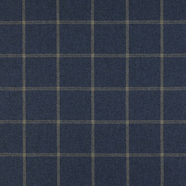 Dark navy wool plaid with тонal grey-blue and taupe checks
