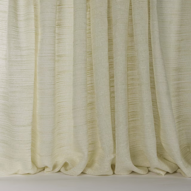 Soft cream linen-look drapery with fine horizontal texture and gentle folds