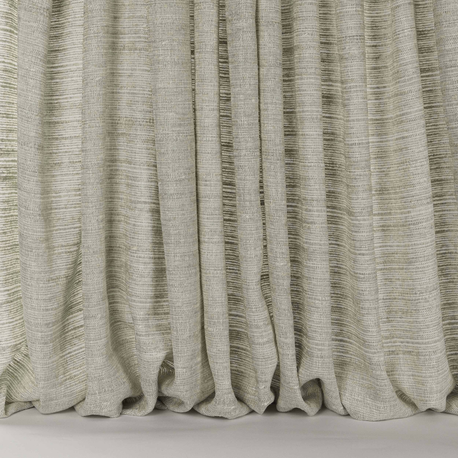 Soft warm beige linen-blend fabric with fine horizontal strié and relaxed folds