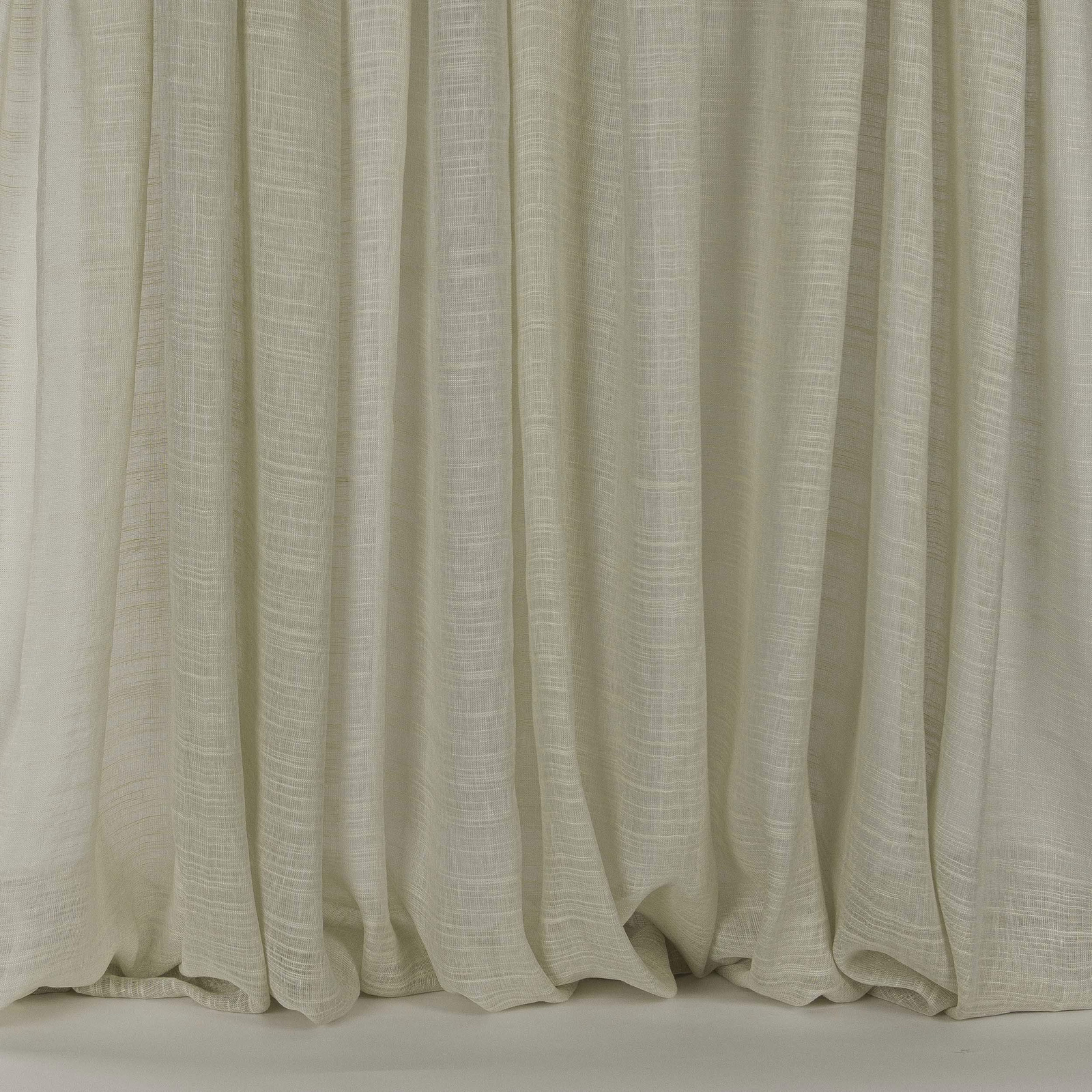 Pale ivory silk-linen curtain fabric with subtle slub texture and soft folds