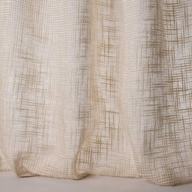 Warm cream woven fabric with subtle beige grid texture and soft folds