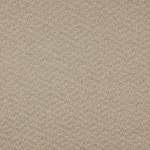 Close-up of warm beige herringbone check fabric with fine woven texture