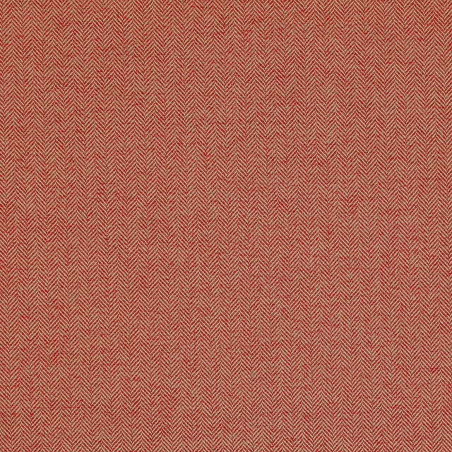 Warm red herringbone check fabric with fine woven texture