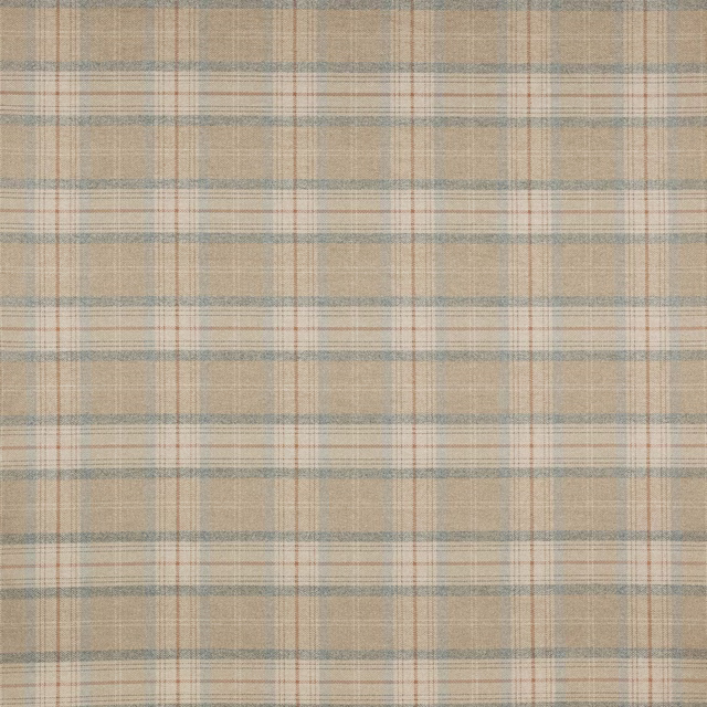 Soft beige plaid fabric with cream, blue-green and blush checks