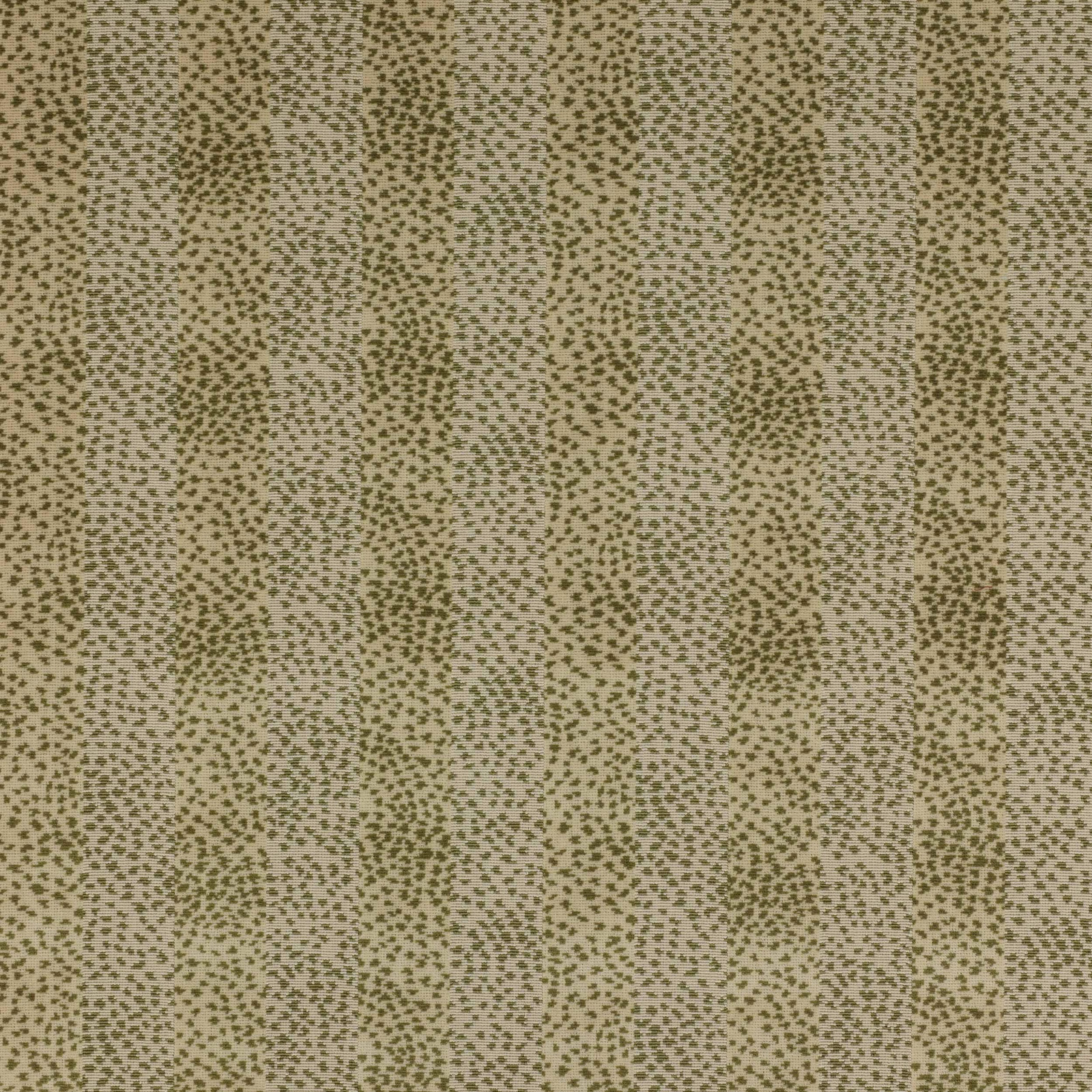 Close-up of muted olive leaf motif on a pale sandy fabric ground
