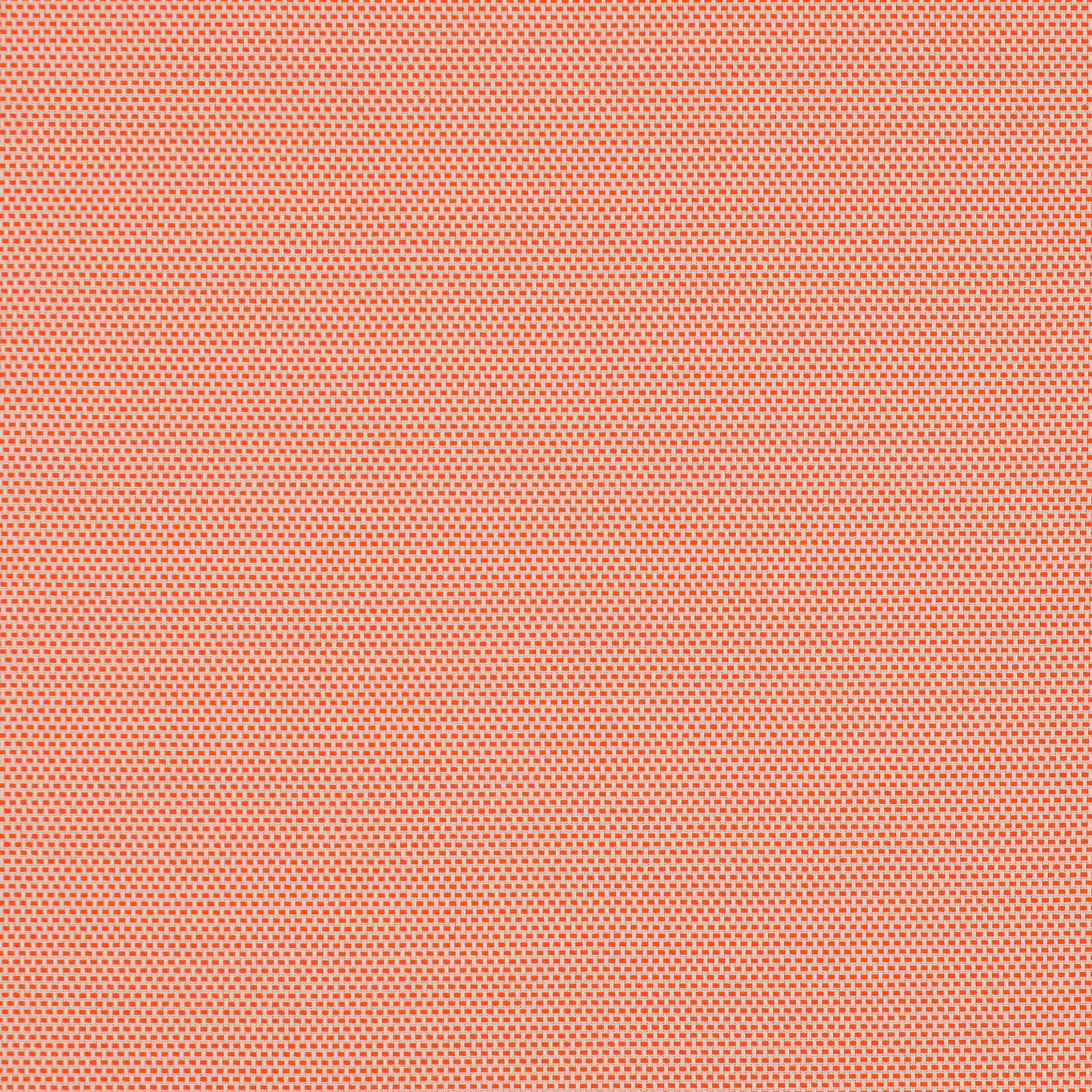 Close-up of a soft coral-orange fine woven fabric with tiny grid texture