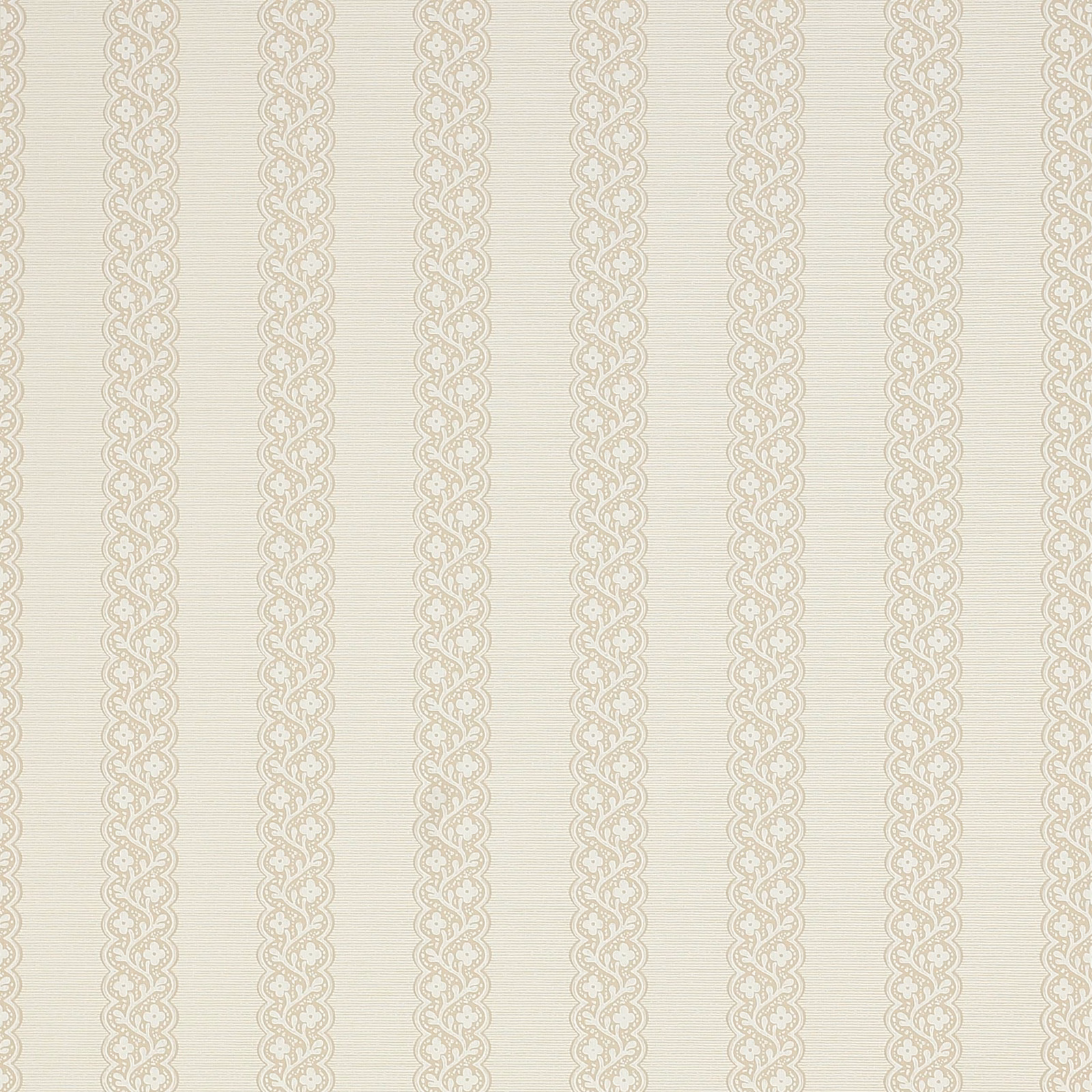 Warm ivory beige wallpaper with delicate vertical interlaced ornamental stripes