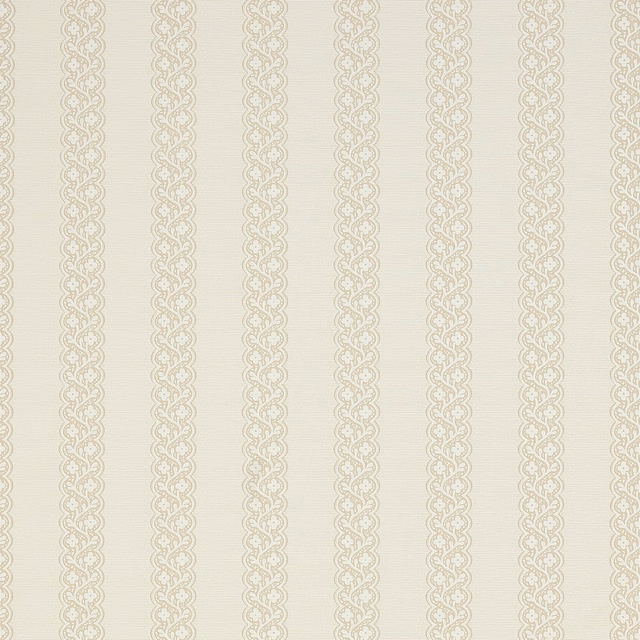 Warm ivory beige wallpaper with delicate vertical interlaced ornamental stripes