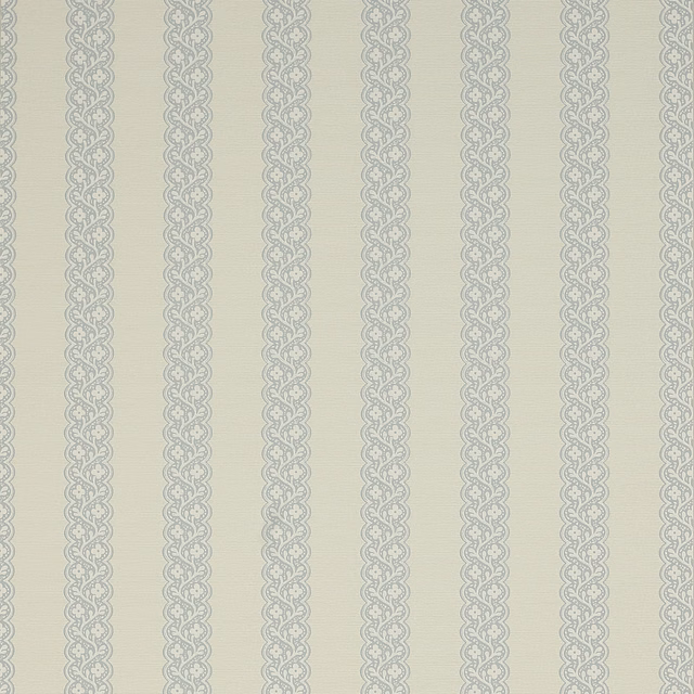 Muted old-blue wallpaper with pale interlaced vertical stripe motifs