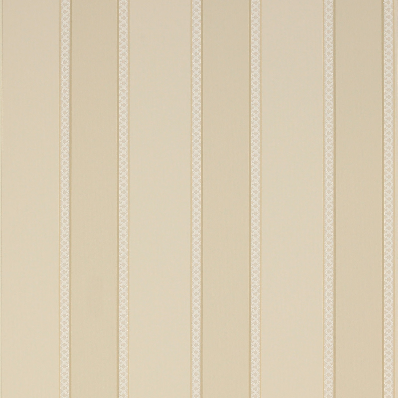 Stone beige wallpaper with slim cream stripes and delicate zigzag detailing