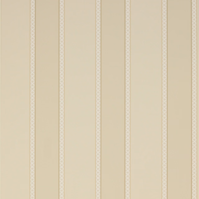 Stone beige wallpaper with slim cream stripes and delicate zigzag detailing