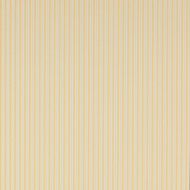 Pale yellow wallpaper with fine cream and grey vertical pinstripes