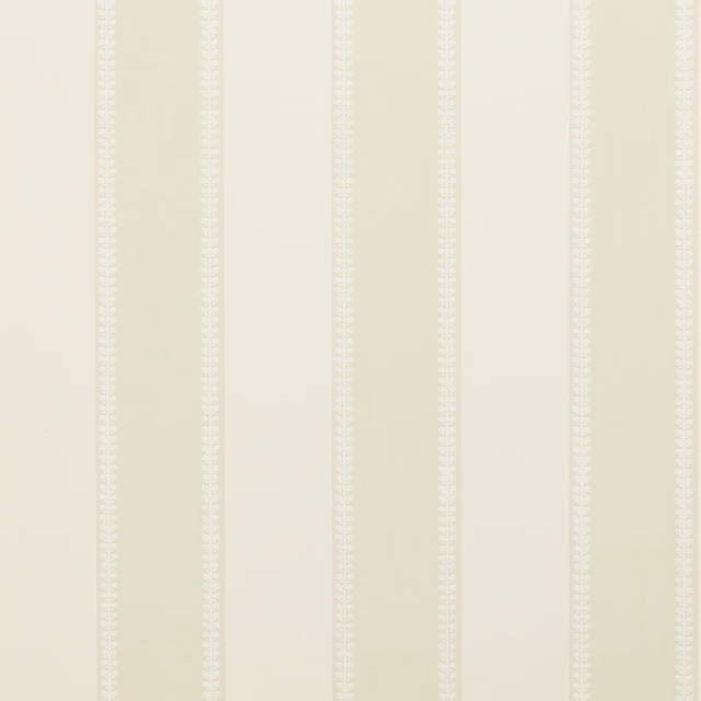 Pale leaf-green striped wallpaper with delicate white vertical decorative lines