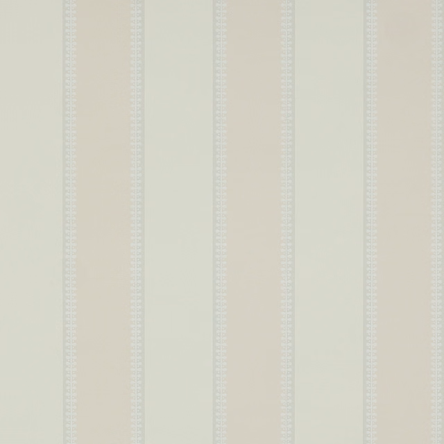 Pale blush-pink wallpaper with fine vertical stripes and tiny repeating motifs