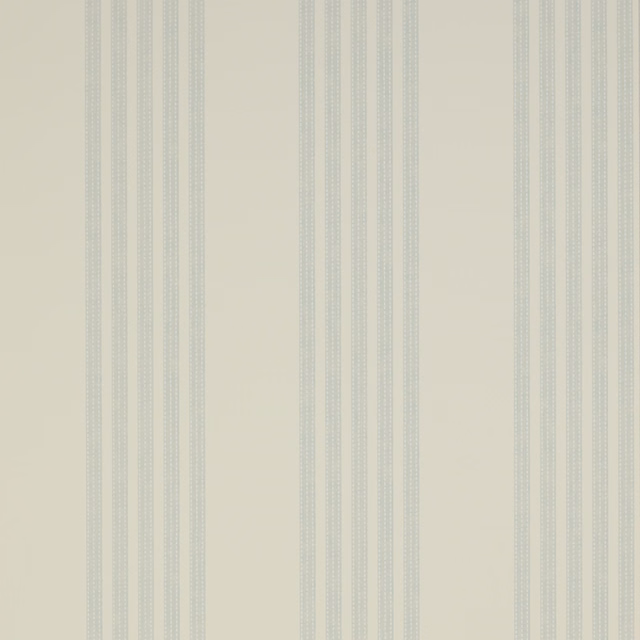 Pale aqua and cream wallpaper with fine alternating vertical stripes
