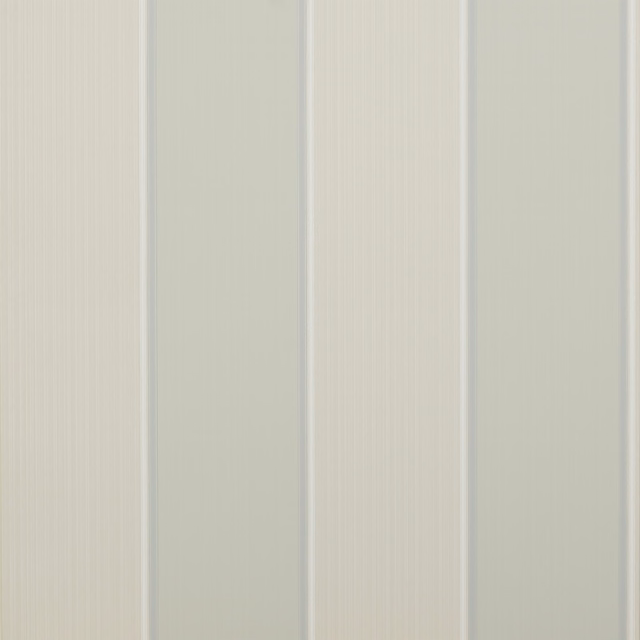 Pale aqua wallpaper with alternating vertical stripes and fine linear paper texture