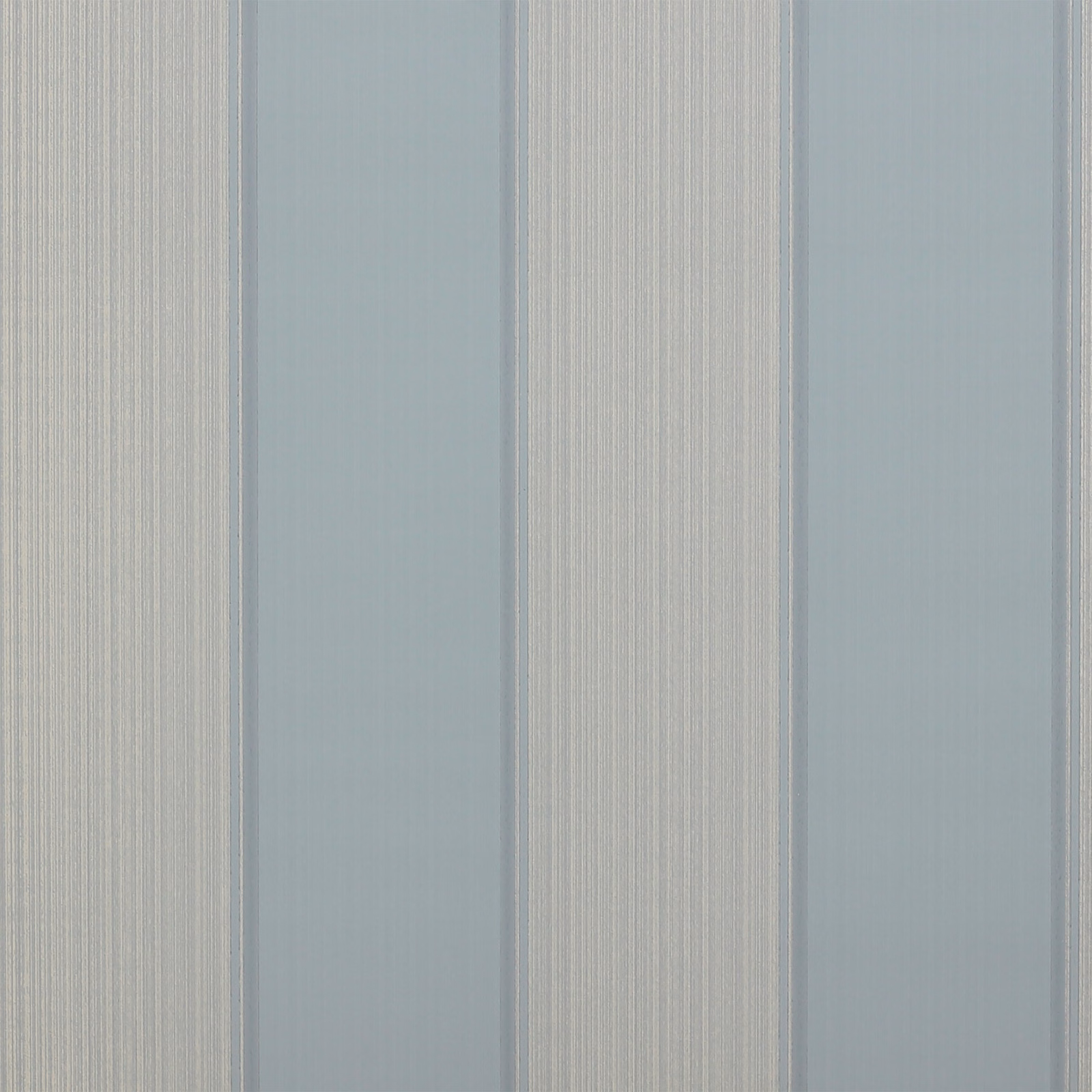 Cool blue-grey wallpaper with alternating vertical stripes and fine grey linear texture