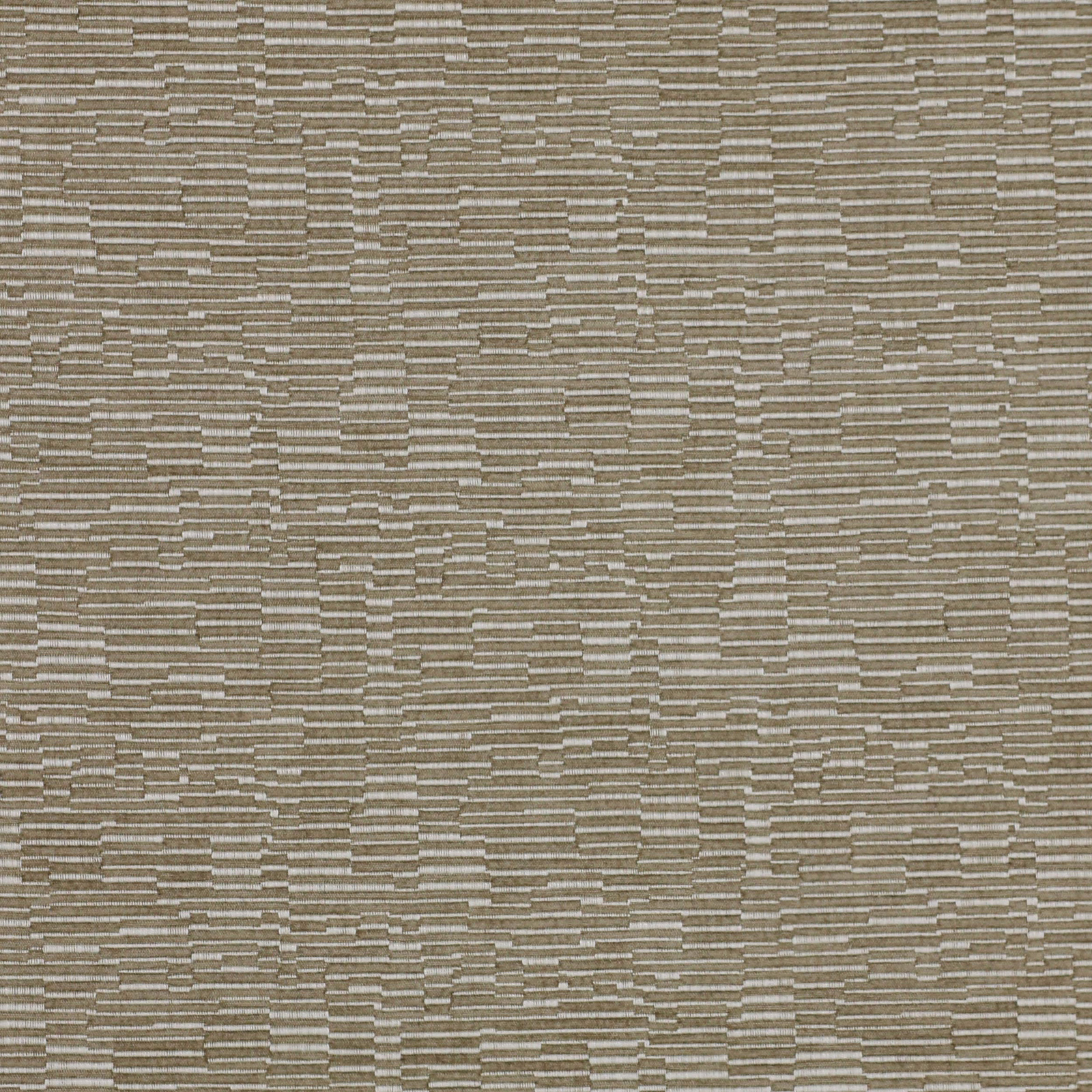 Taupe woven fabric with fine horizontal striations and subtle textured blocks