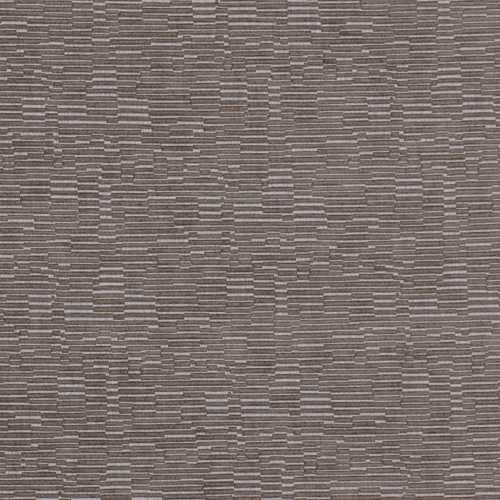 Close-up of taupe woven fabric with fine horizontal stripe texture