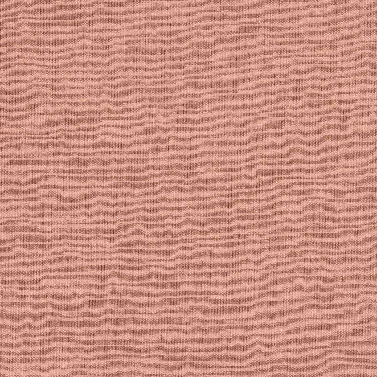 Soft coral pink plain-woven fabric swatch with fine linen texture