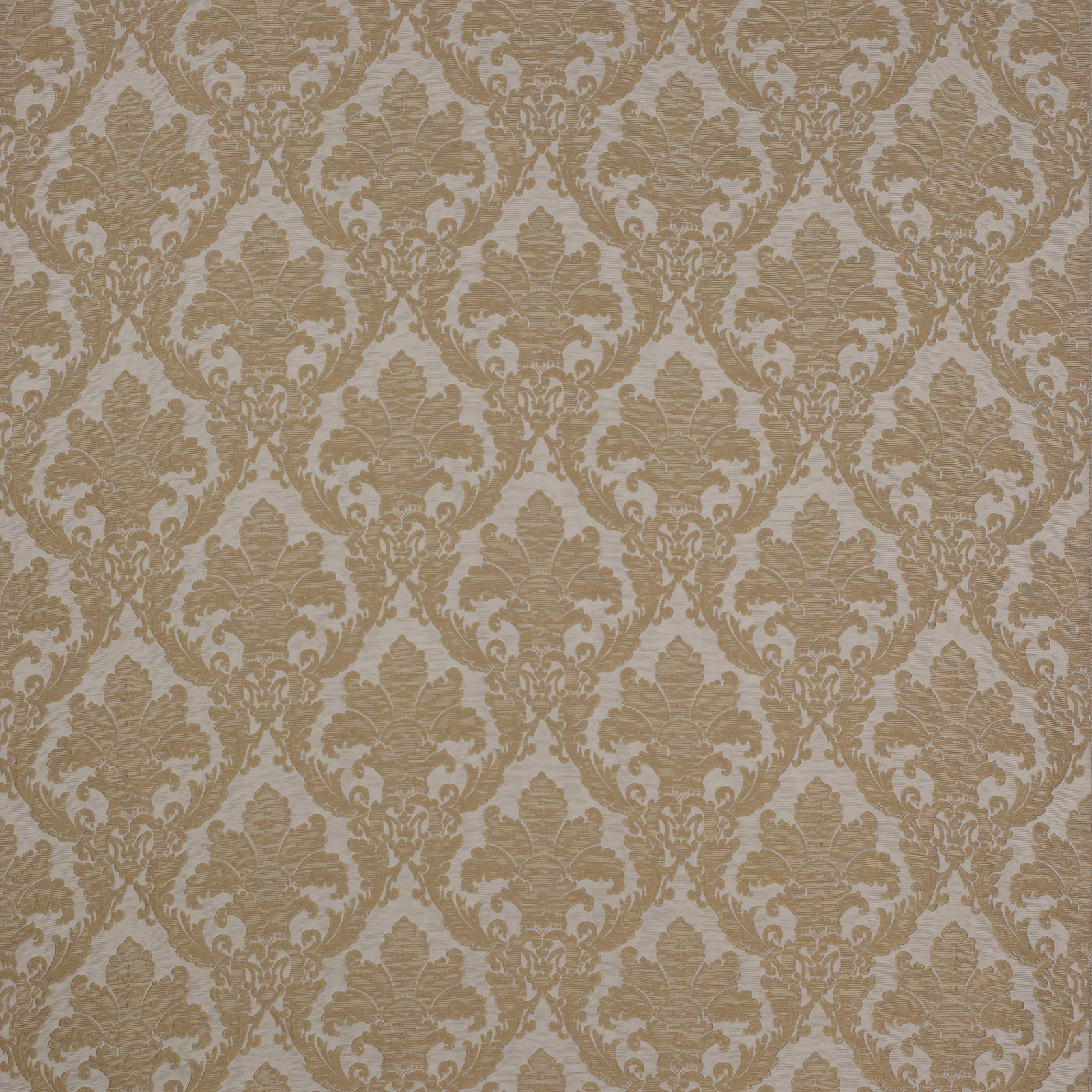 Large gold damask fabric with a pale ground and textured woven surface