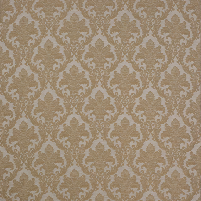 Large gold damask fabric with a pale ground and textured woven surface