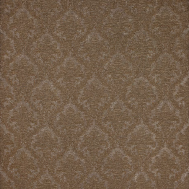 Warm taupe damask fabric with a softly textured woven surface