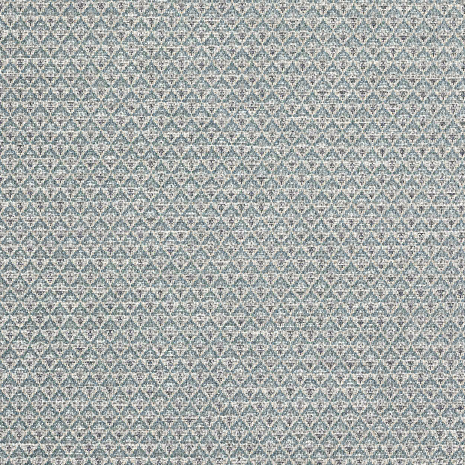 Small diamond geometric woven fabric in soft aqua blue and cream