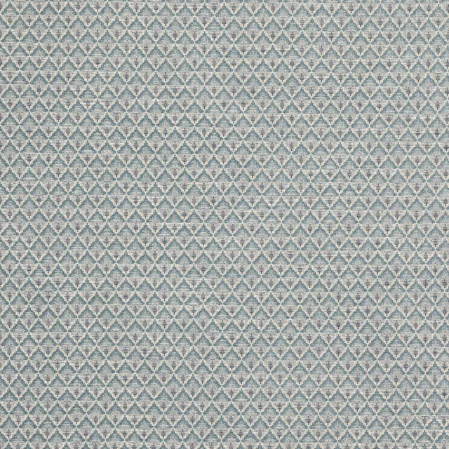 Small diamond geometric woven fabric in soft aqua blue and cream