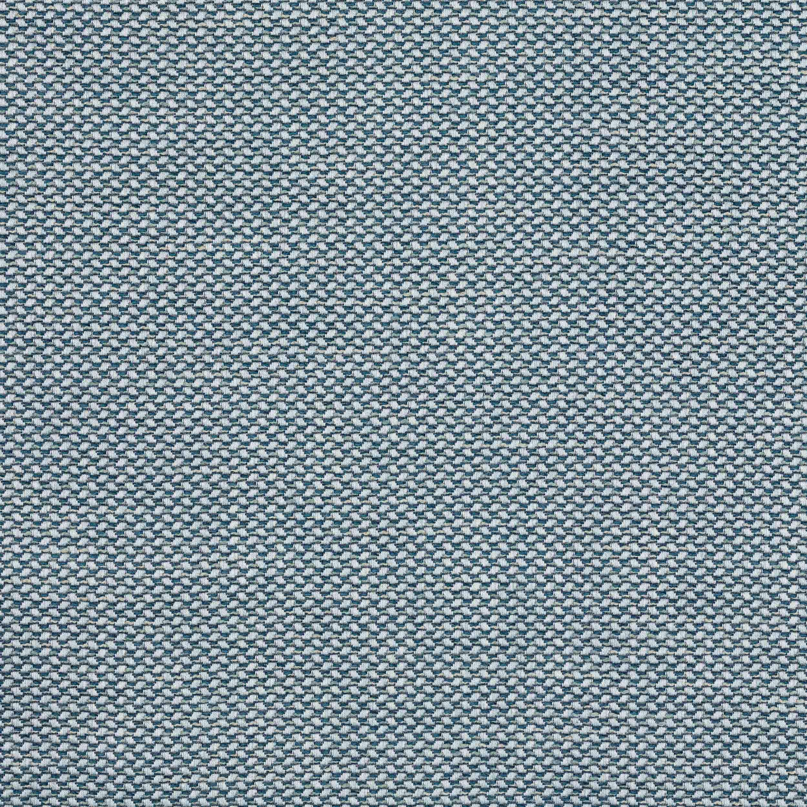 Close-up of a small-scale blue woven fabric with a textured heathered surface
