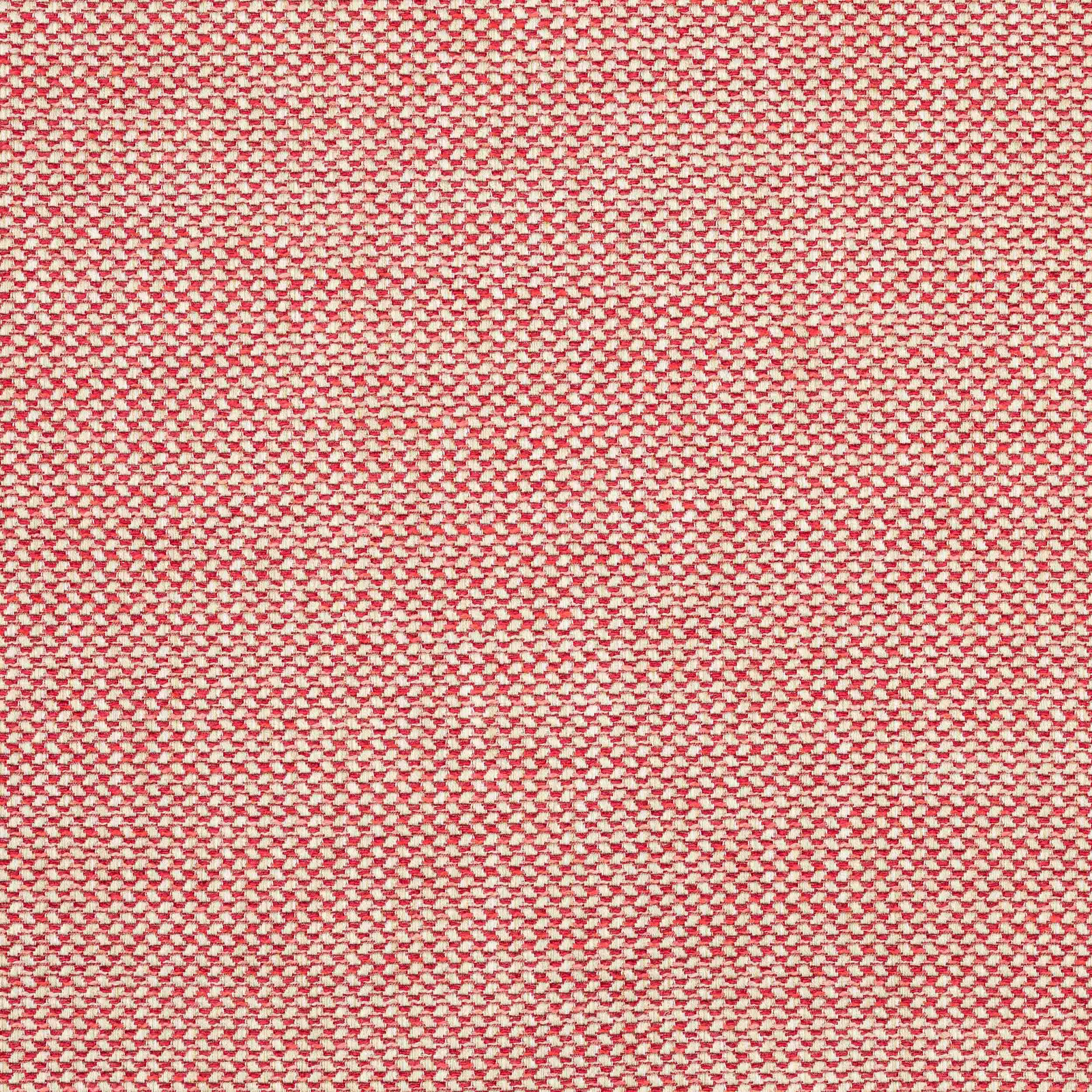 Close-up of a small-scale red and pink woven fabric with tiny textured checks