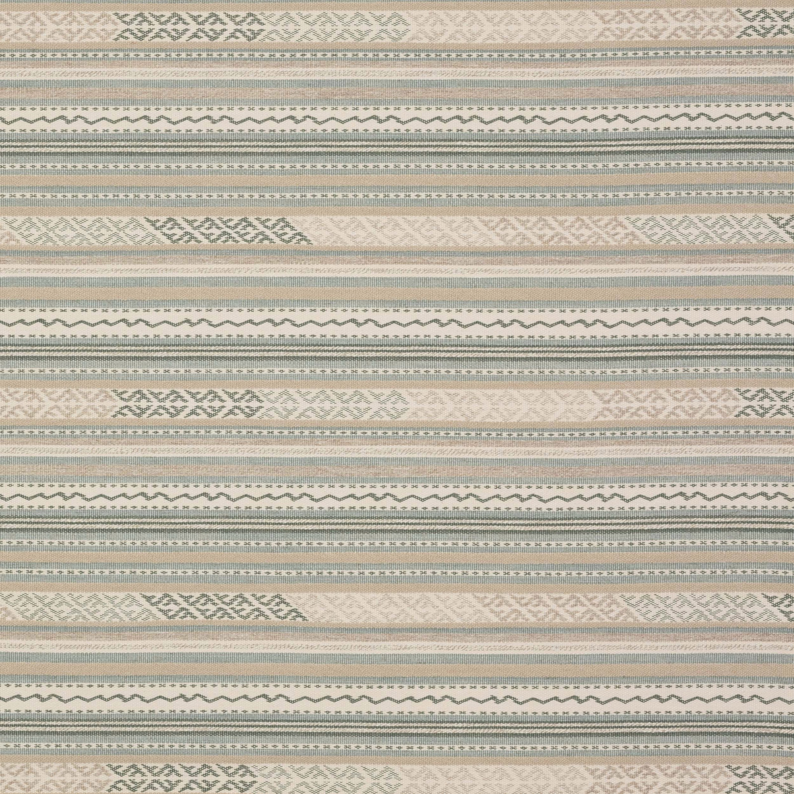 Striped woven fabric in pale aqua, sage, cream and grey-green bands
