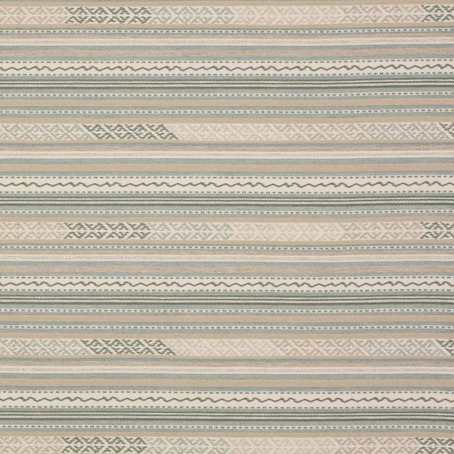 Striped woven fabric in pale aqua, sage, cream and grey-green bands