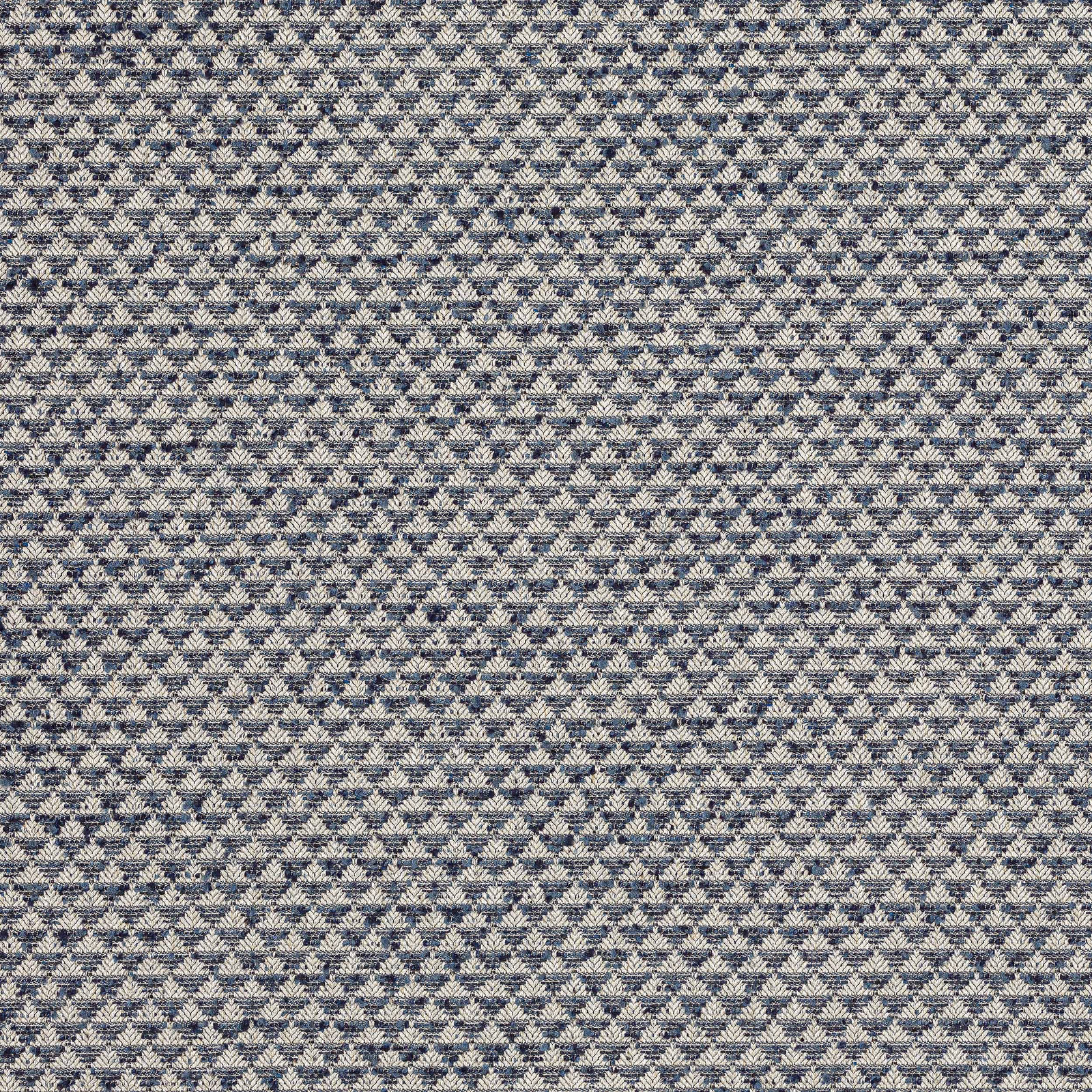 Small navy geometric weave on a pale ground, tightly textured fabric swatch