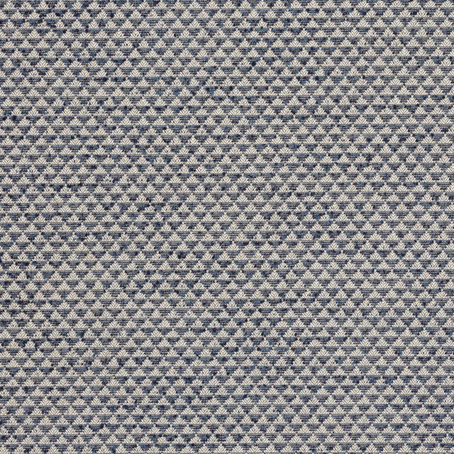Small navy geometric weave on a pale ground, tightly textured fabric swatch