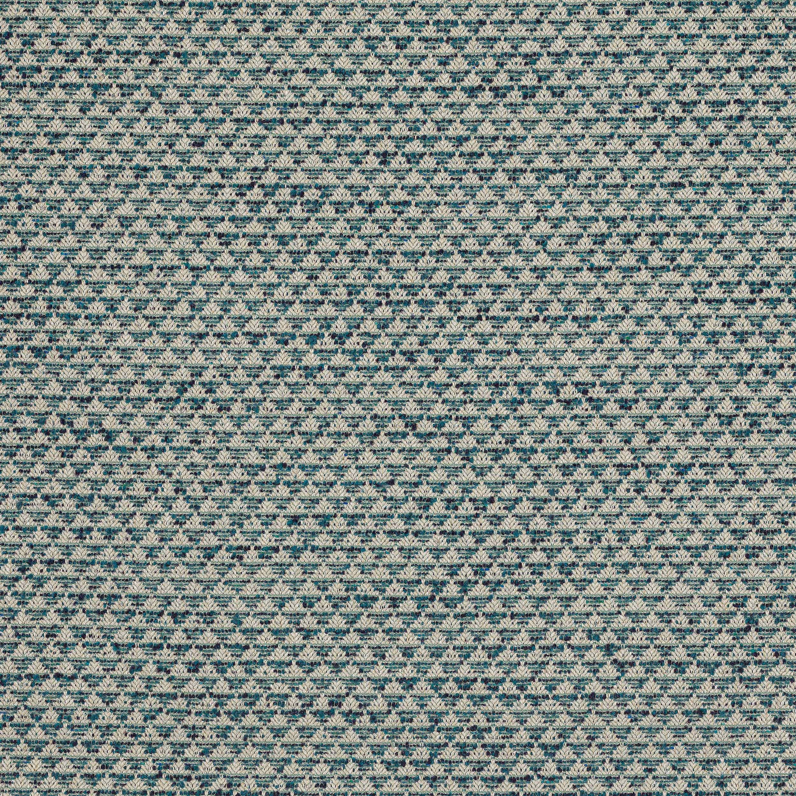 Small teal geometric woven fabric with a pale stone background