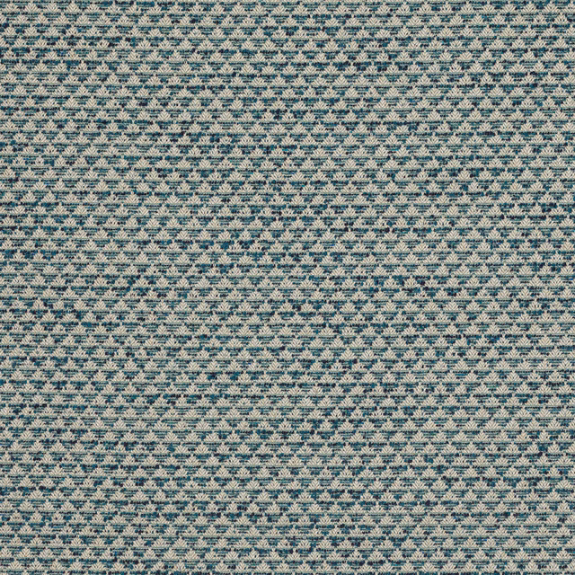 Small teal geometric woven fabric with a pale stone background