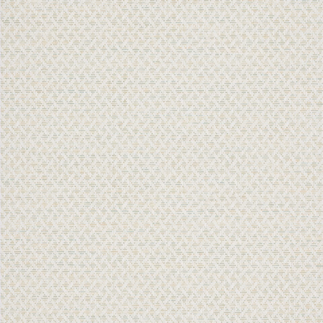 Pale aqua wallpaper with tiny geometric marks on an off-white ground