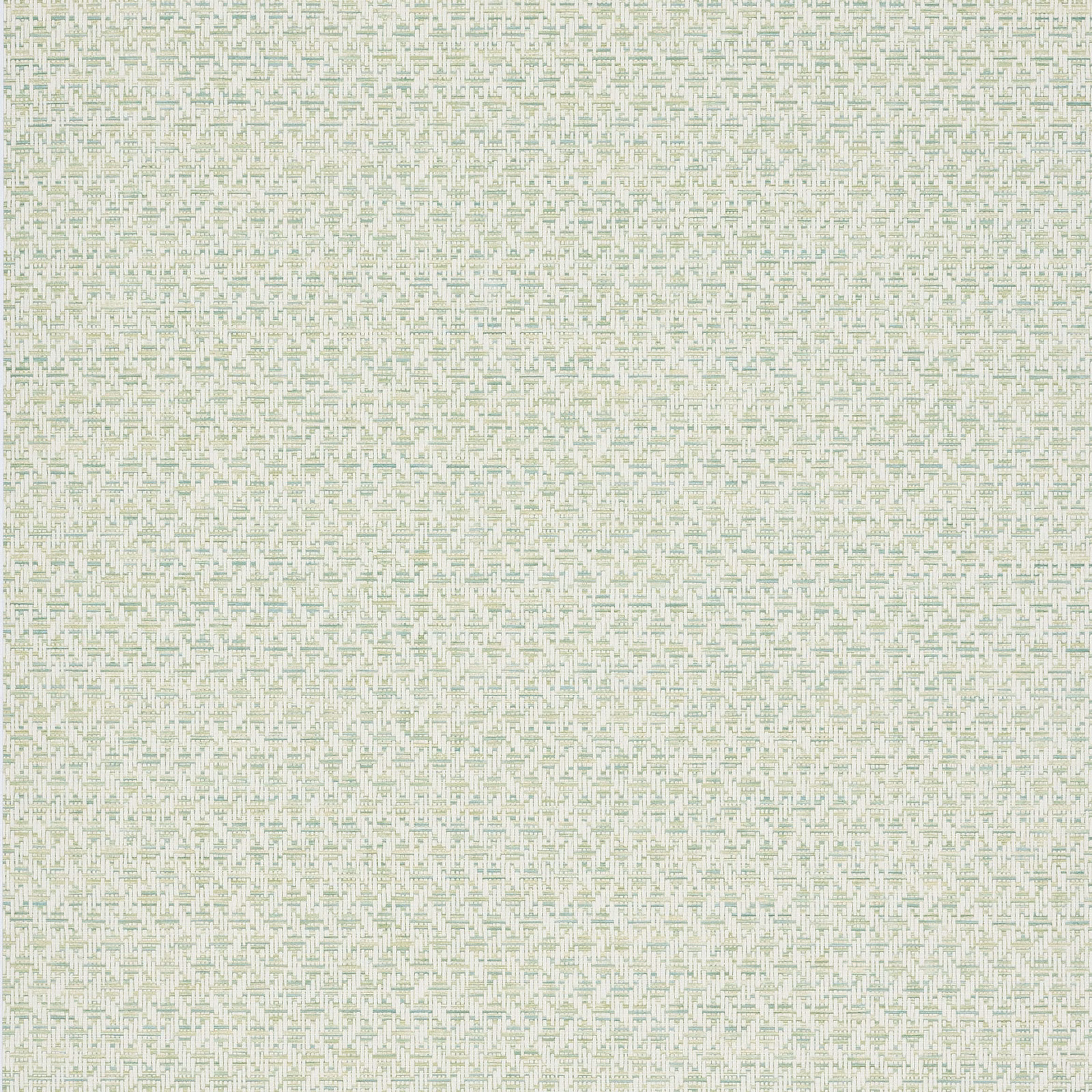 Pale sage and ivory wallpaper with a fine repeating angular geometric pattern