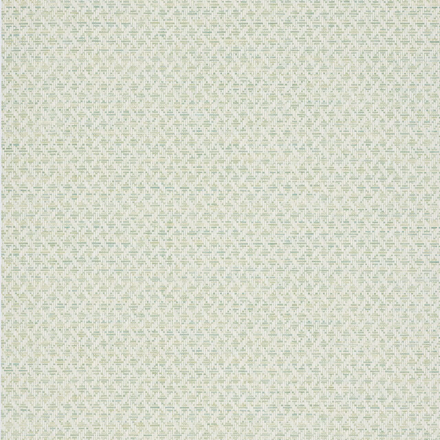Pale sage and ivory wallpaper with a fine repeating angular geometric pattern