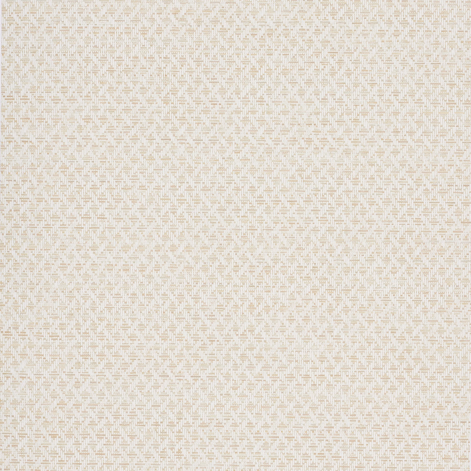 Pale linen-cream wallpaper with tiny taupe geometric marks in a fine repeat