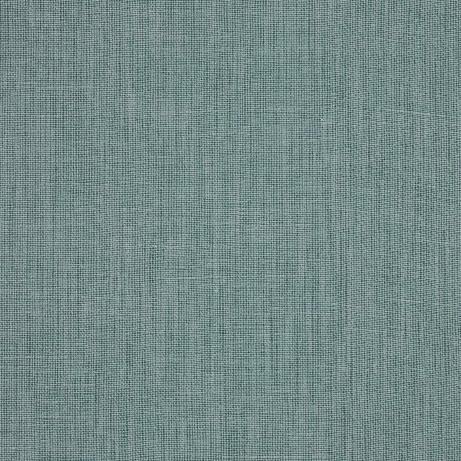Soft aqua teal plain-woven linen swatch with fine crosshatch texture